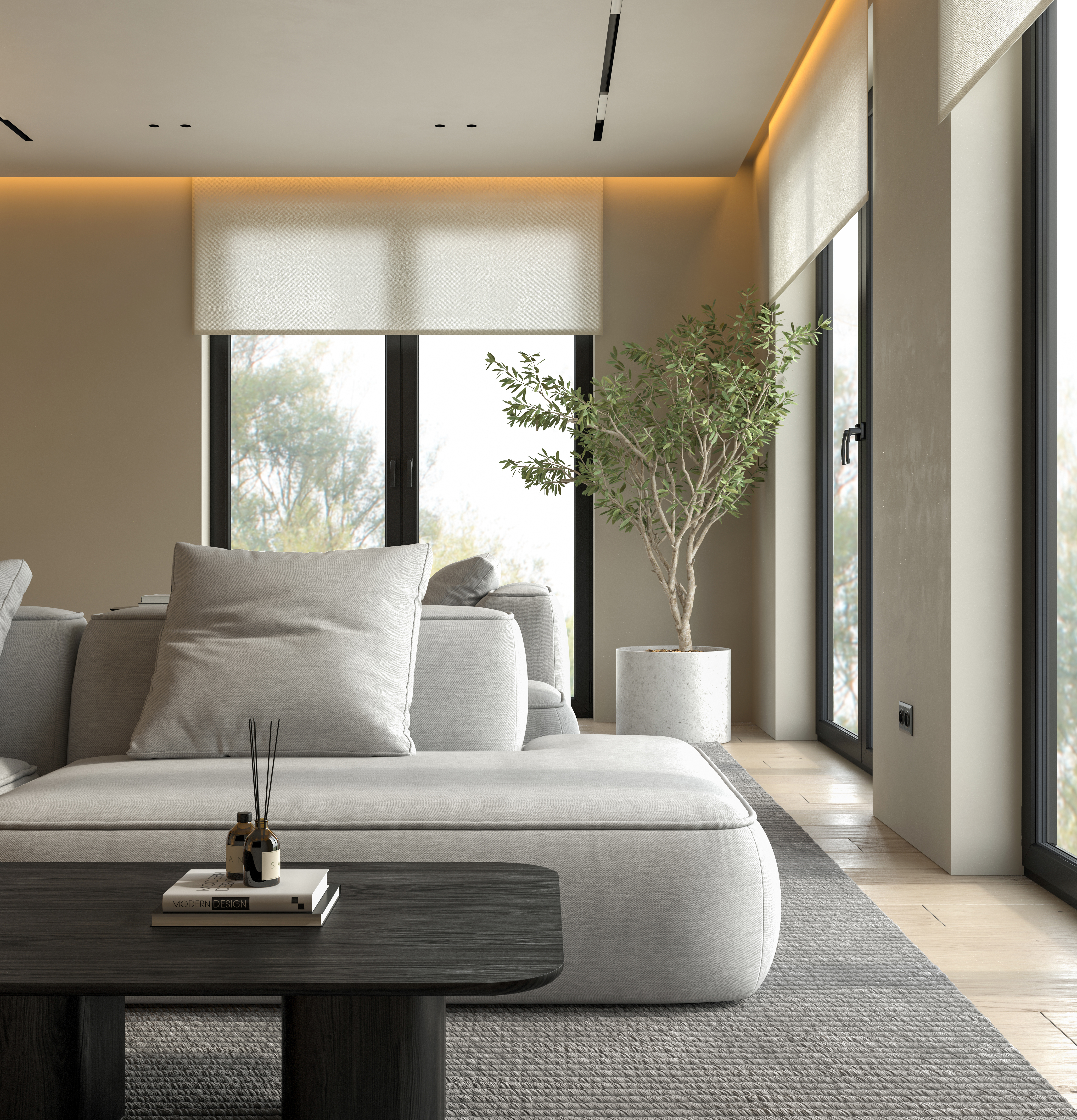 Modern style conceptual interior room 3d illustration